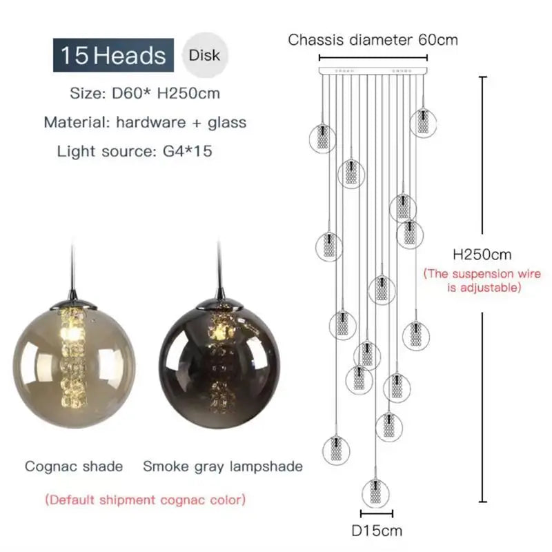 Nordic Glass Ball Chandelier in Black