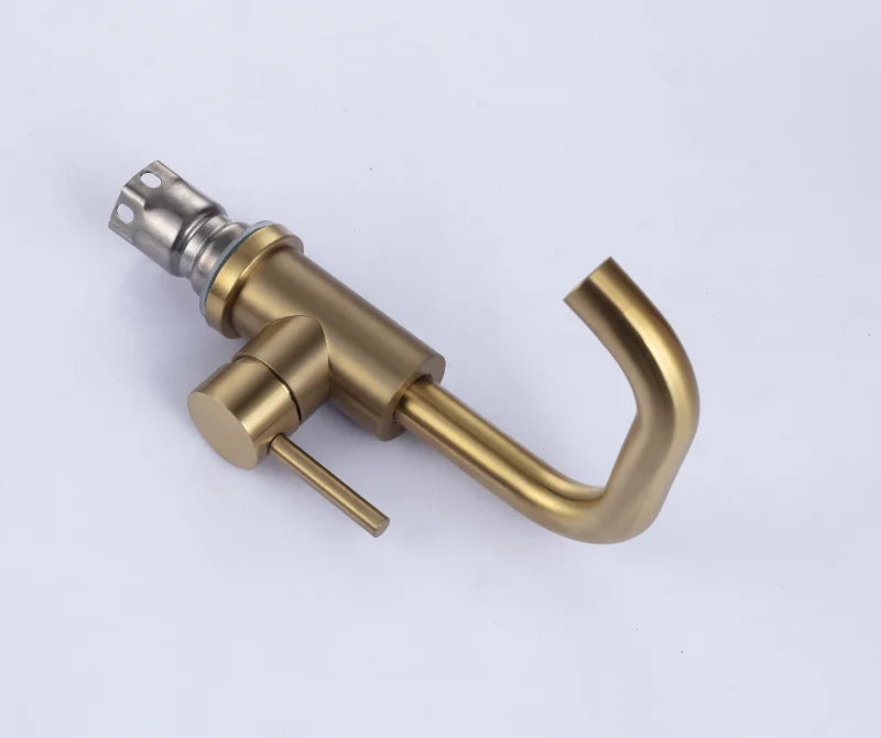 Bathroom Faucet  Brushed Gold Bathroom Basin Faucet Cold And Hot Sink Mixer Sink Tap Single Handle Deck Mounted Water Tap