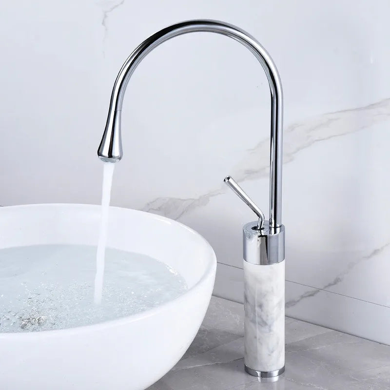 Tuqiu Bathroom Faucet Gold Marble Basin Faucet  Hot and Cold Sink Faucet Brass Faucet  Kitchen Faucet Swivel Sink Water Crane