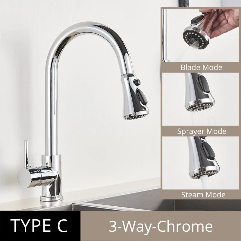 Uythner Antique Brass Kitchen Faucet Pull Out Kitchen Sink Water Taps Single Handle Mixer Tap 360 Rotation Cranes Deck Mounted