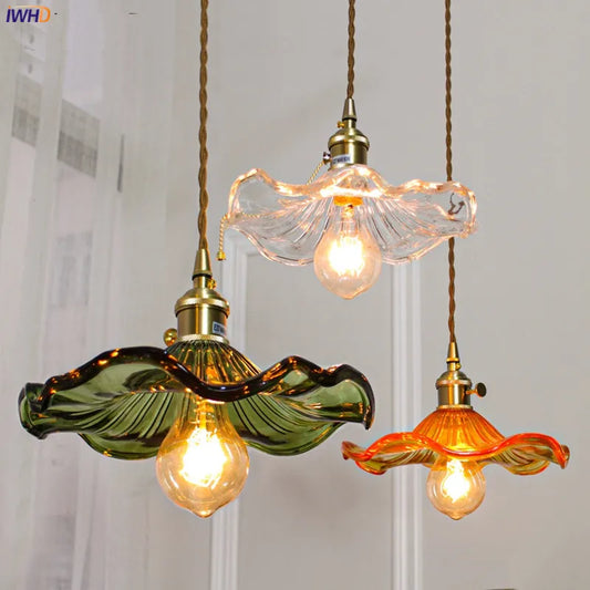 Colorful Glass with Brass Nordic Style Simple LED Pendant Light