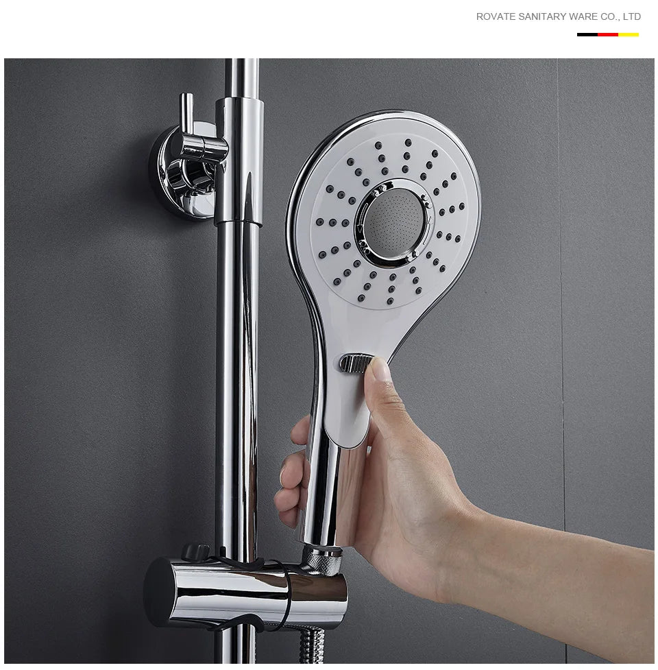 ROVATE Thermostatic Shower Systems with Rain Shower and Adjustable Handheld Shower,Bathroom Shower Set Fixtures