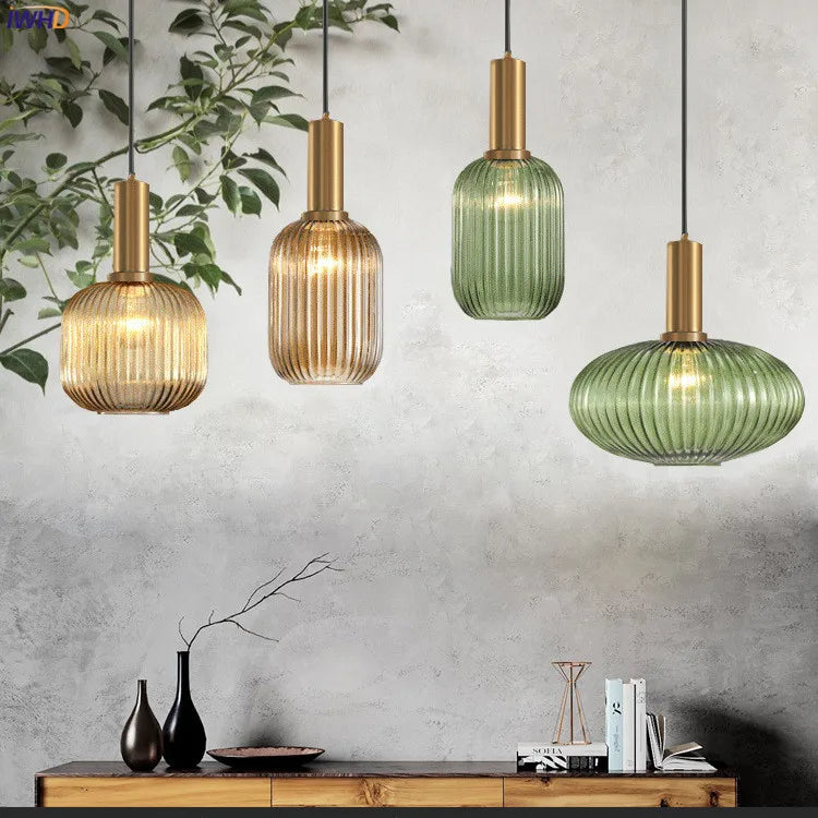 IWHD Nordic Style Glass Pendant Lights Fixtures Bedroom Dinning Living Room Light Modern LED Hanging Lamp Hanglamp Luminaire