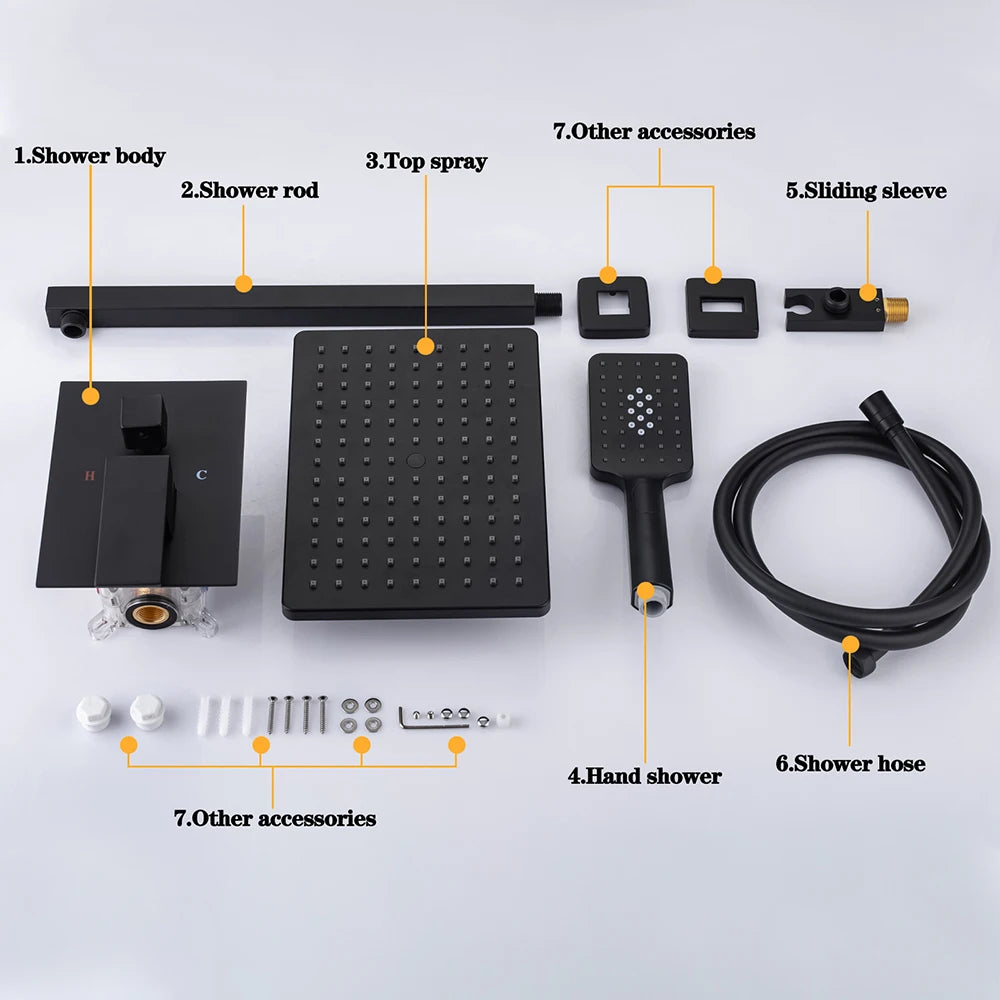 Thermostatic Shower Faucet Chrome Waterfall Rain Shower