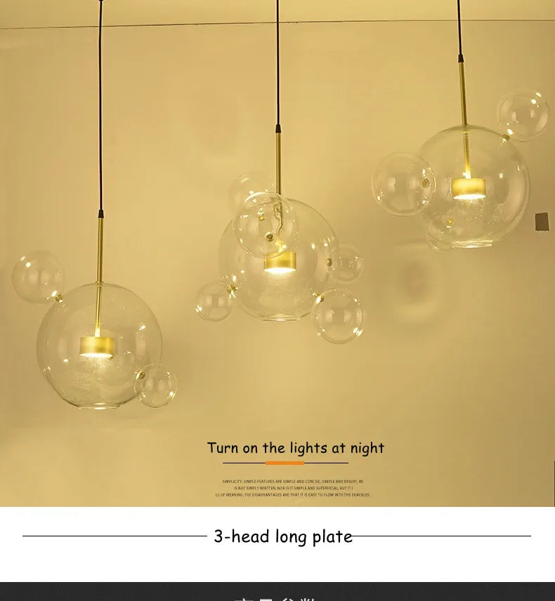 Modern Art Deco Glass Bubble Chandelier Customized Living room Droplight for Children Dining room Bar Indoor Decor Light Fixture