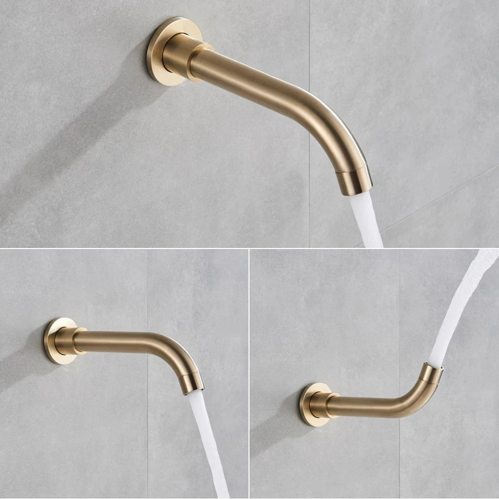 Bathroom Rainfall Shower Tap Brushed Gold Shower Faucet Set Wall Mount Round Shap Bathtub Shower With ABS Shower  Mixer Tap
