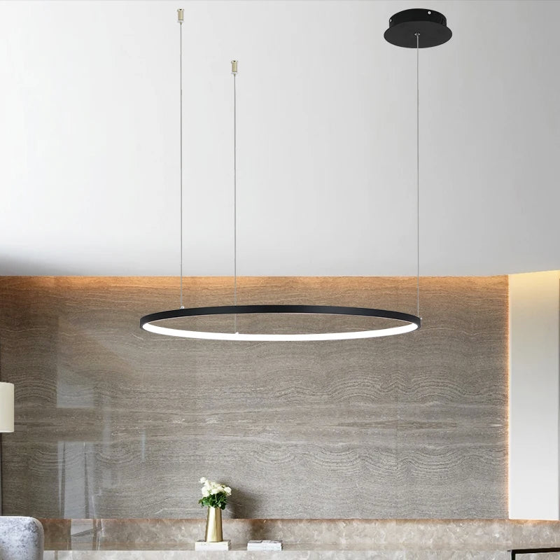 Black/White/Golden Aluminum Rings Pendant Light