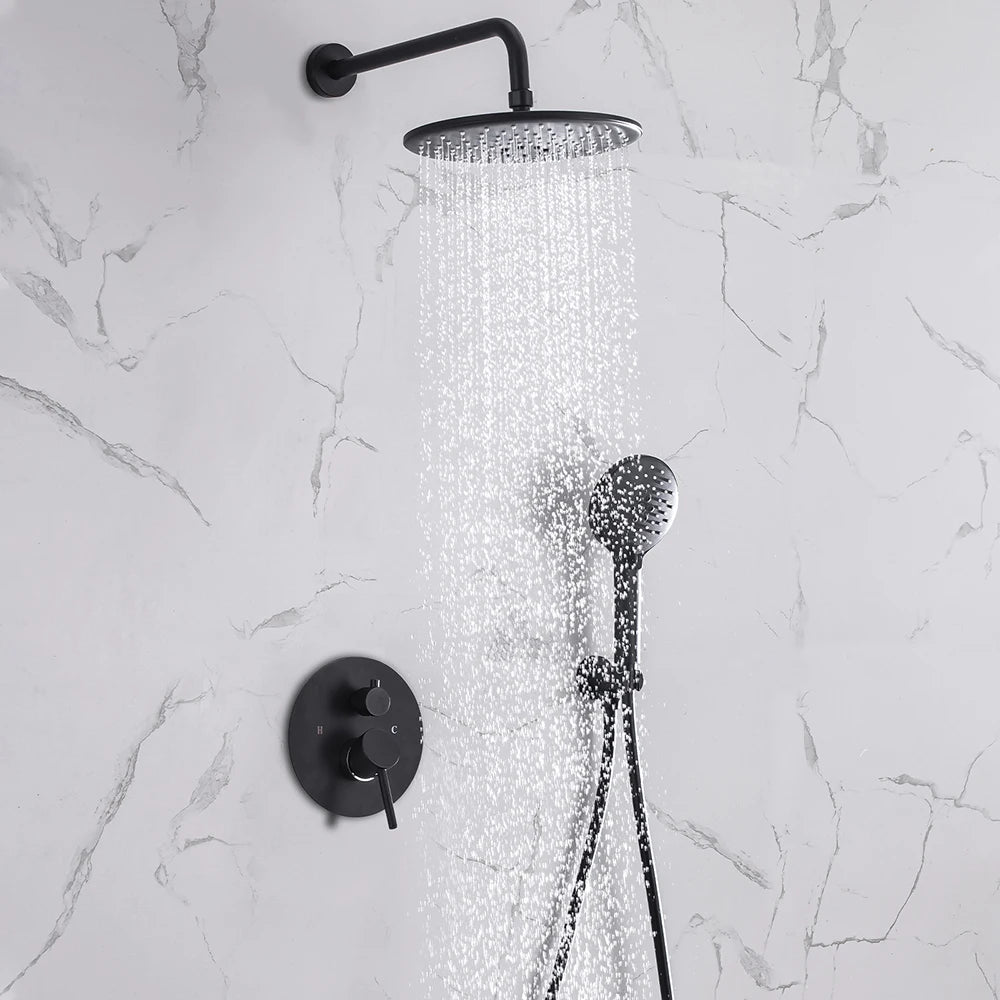 Thermostatic Shower Faucet Chrome Waterfall Rain Shower