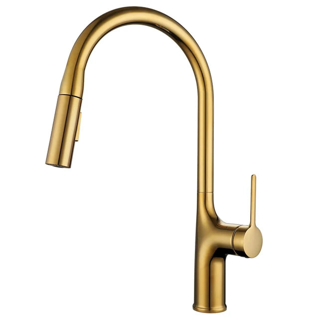 Deck Mounted Kitchen Faucet Pull Out Mixer Tap Bagnolux Gun Gray Brass Two Function Single Handle Hot and Cold Water Crane