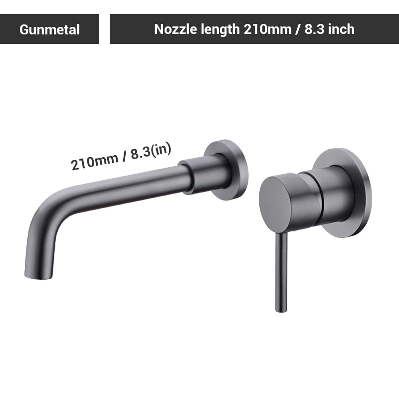 Black Bathroom Sink Faucet  Brass Tap Hot Cold Wash Basin Water Swivel Spout Wall Mounted Bath Mixer Brushed Gold Gunmetal