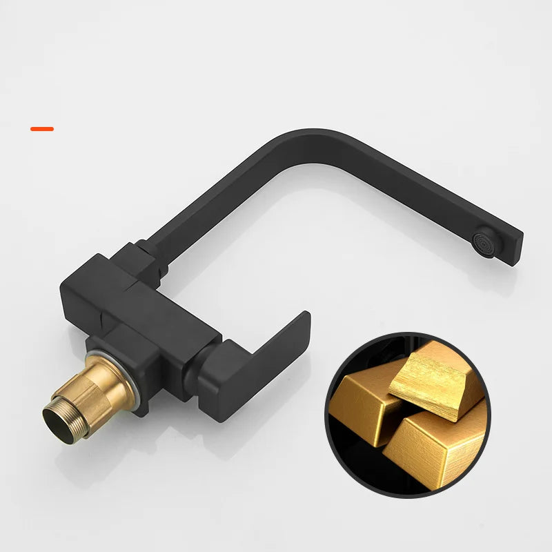 Black Kitchen Faucet 360° Rotating Fold Hot Cold Water Mixer Tap Deck Mount Sink Faucets 304 stainless steel quality Crane