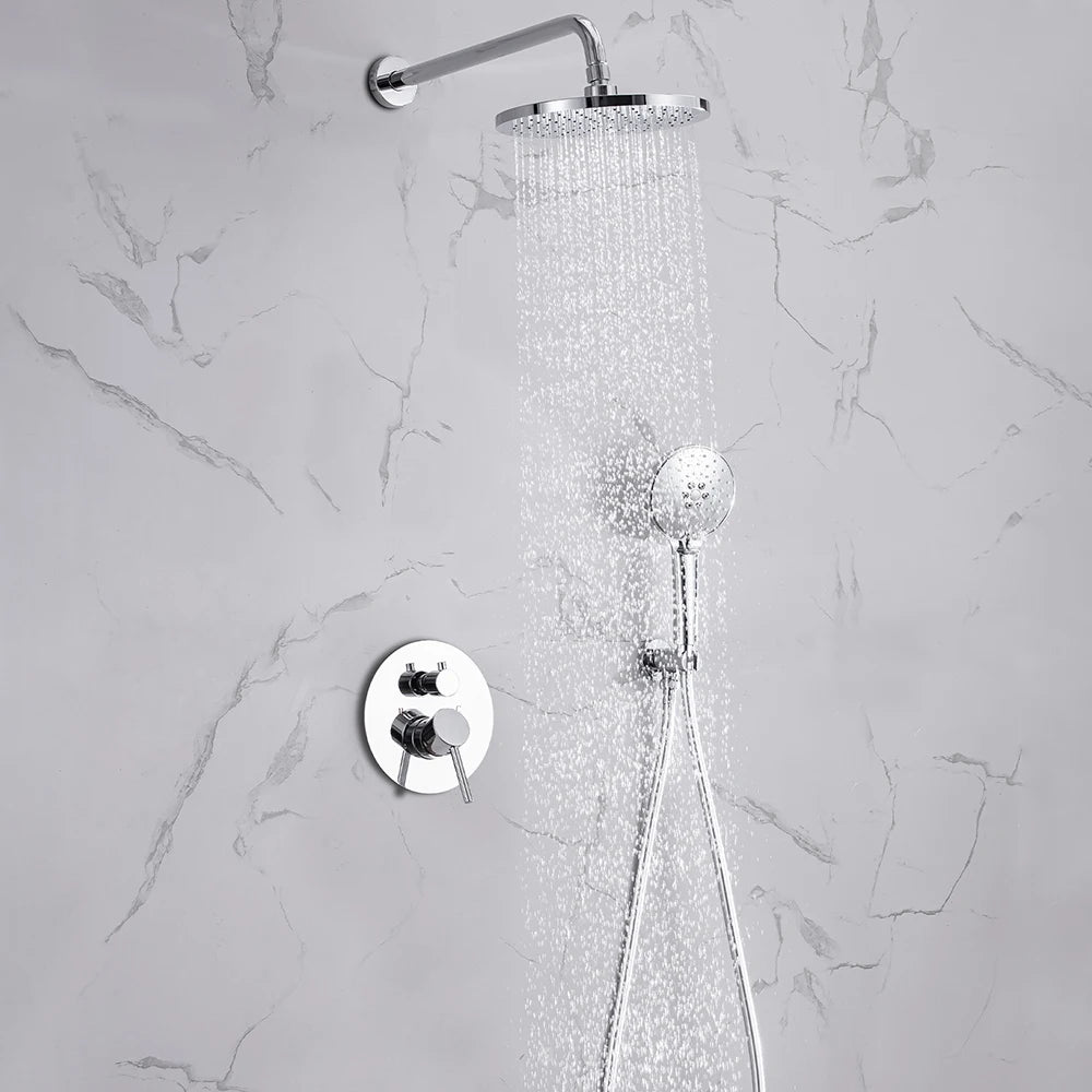 Thermostatic Shower Faucet Chrome Waterfall Rain Shower