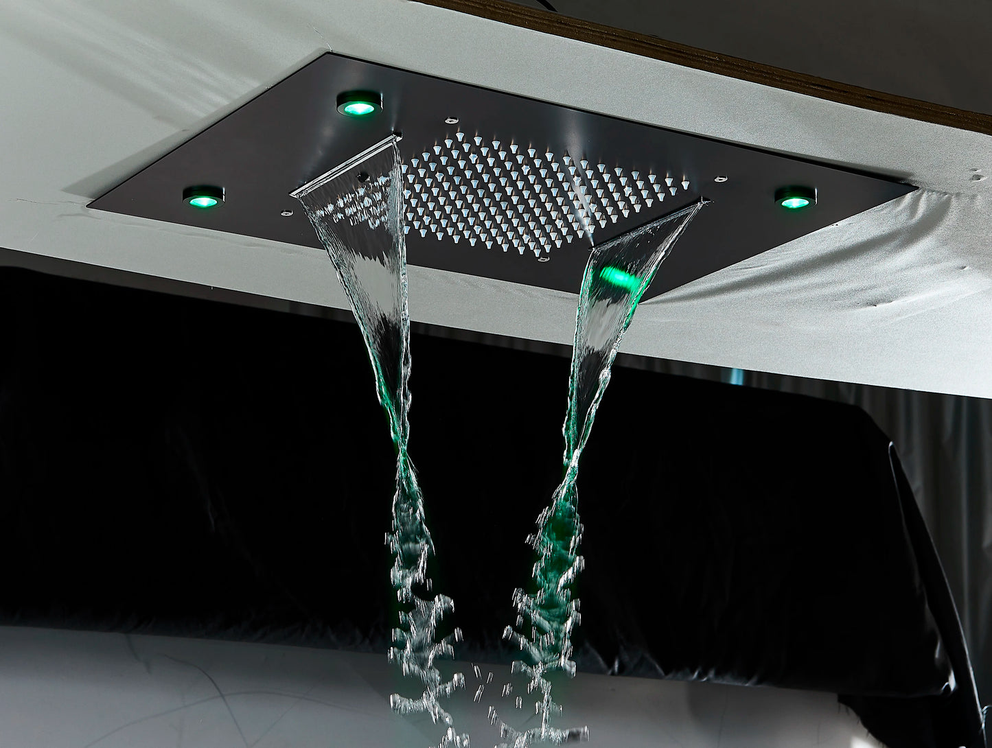 Black LED Constant Temperature Shower Faucet Luxury 3-way RainShower Celling System Tap Color Change Modern Showers for Bathroom