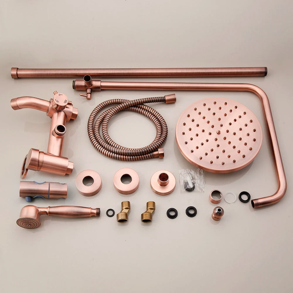 Antique Copper Bathroom Shower Set Rainfall Bath Shower