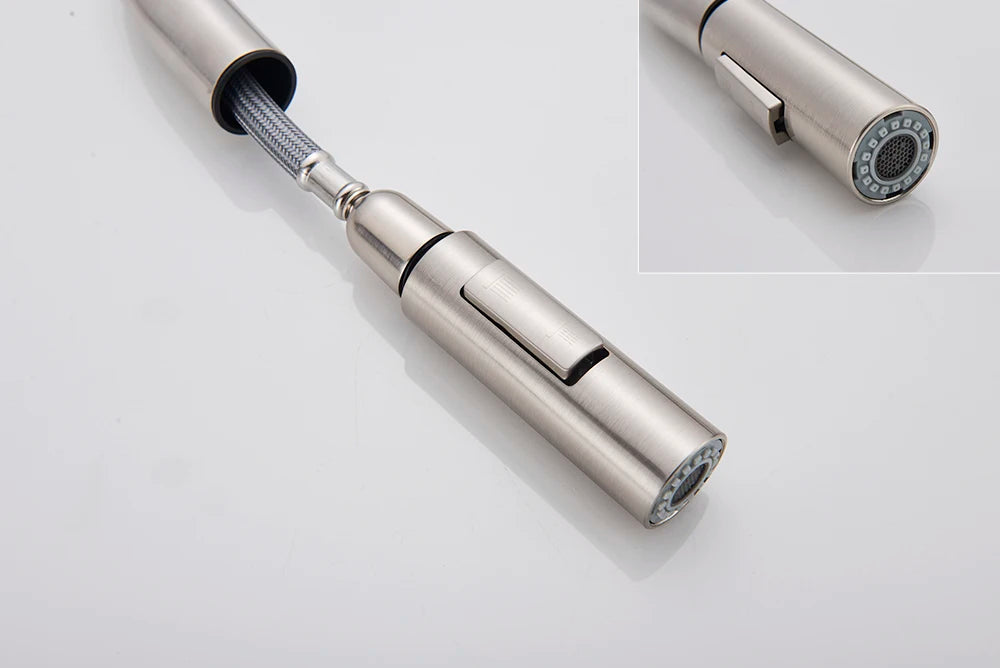 Brushed Smart Touch On Kitchen Faucet Sensor 360 Rotation Pull Out Single Handle Mixer Tap Two Water Modes Sink Crane Hot Cold