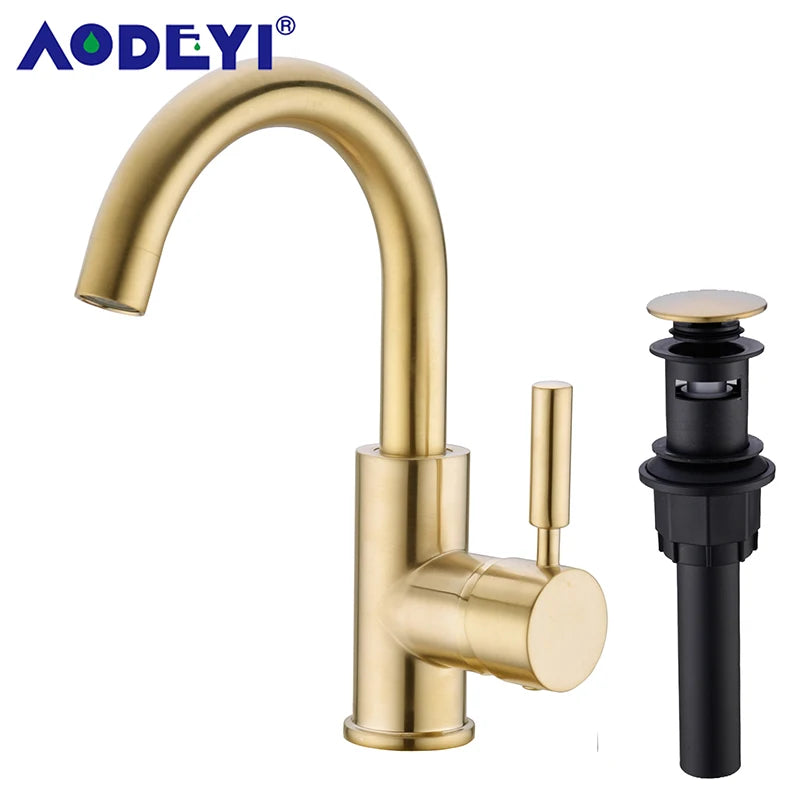 Brass Black Bathroom Basin Faucet Cold And Hot Water Mixer Sink Tap Nickel Brushed Gold Rose Bronze Taps with Pop Up Drain