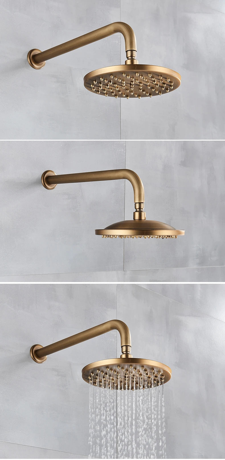 Senlesen Antique Brass Shower Faucets Set Ceramic Valve Core 8 inch Shower Head Wall Mount Hot Cold Mixer Tap Bathroom Faucet