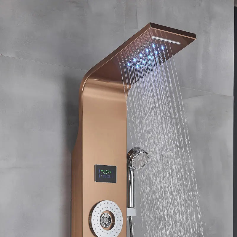 Black Shower Panel Column LED Bathroom Shower System