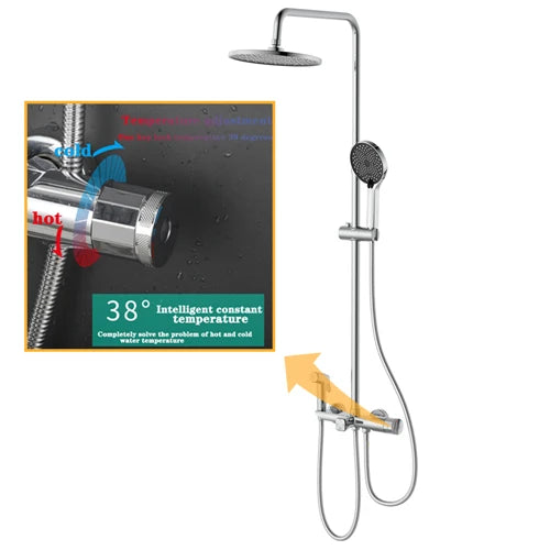 Thermostatic Shower Faucet Chrome Waterfall Rain Shower