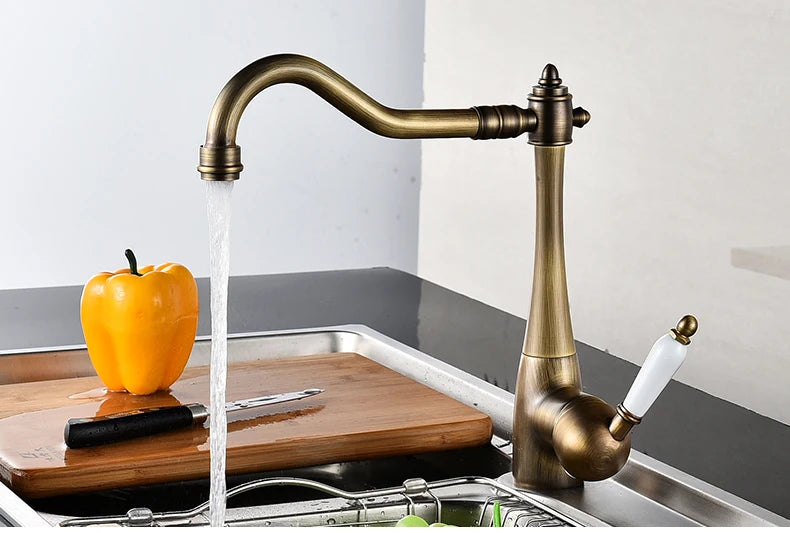 Antique Bronze Kitchen faucets 360 Rotate Swivel Faucet Hot Cold Water Tap Mixer Kitchen Sink Faucet ELK331