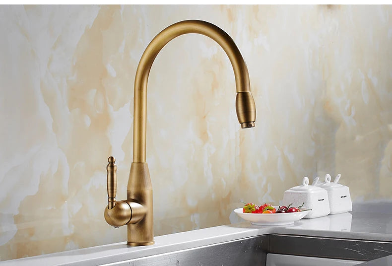 Antique Bronze Kitchen faucets 360 Rotate Swivel Faucet Hot Cold Water Tap Mixer Kitchen Sink Faucet ELK331