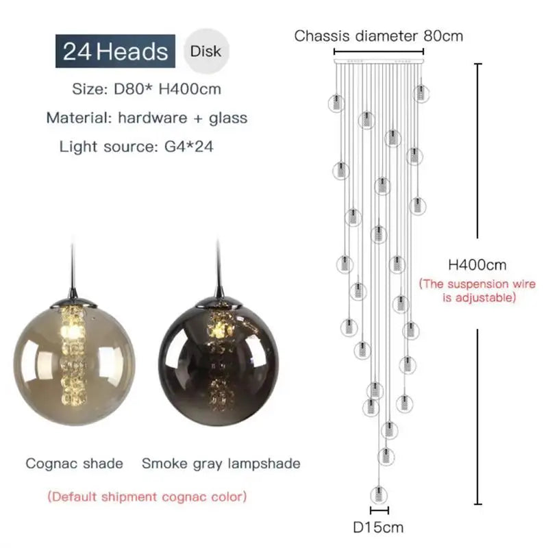 Nordic Glass Ball Chandelier in Black