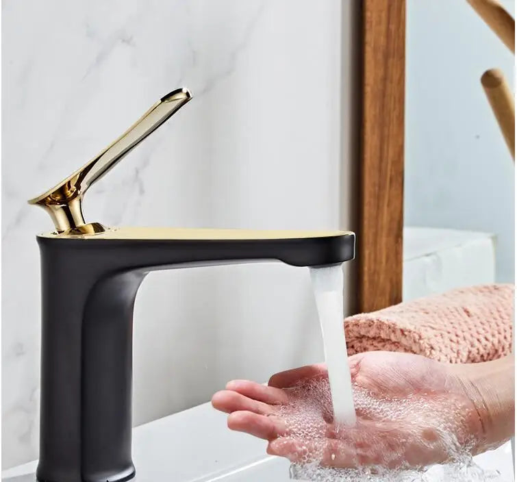 Basin Faucet Bathroom Hot Cold Sink Tap Brass Chrome Gold Fashion Single Lever Bathroom Brass Water Mixer Crane