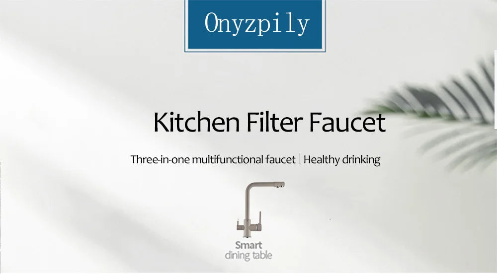 Black White Brass Luxury Pure Water Kitchen Faucet Dual Handle Hot and Cold Drinking Water 3-way Filter Kitchen Mixer Taps