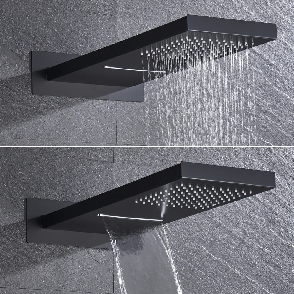 Luxury Waterfall Rainfall Shower Faucet Thermostat Valve Mixers Wall Mounted Thermostatic Shower Set With Handshower