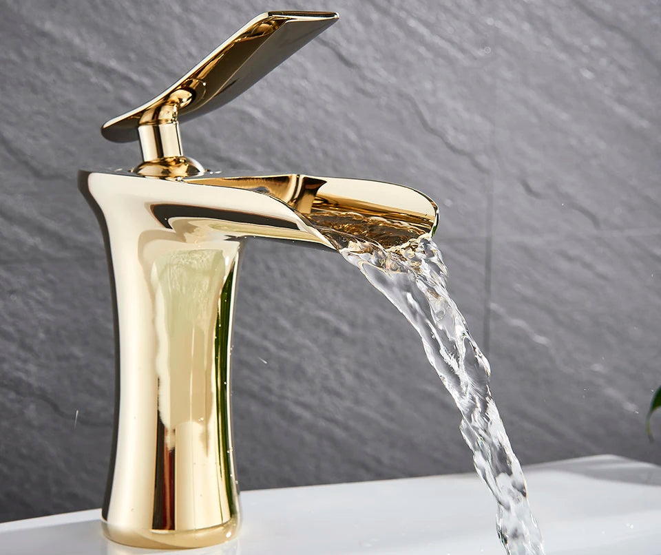 Basin Faucets Waterfall Bathroom Faucet Single handle Basin Mixer Tap Bath Antique Brass Faucet Sink Water Crane Silver Taps