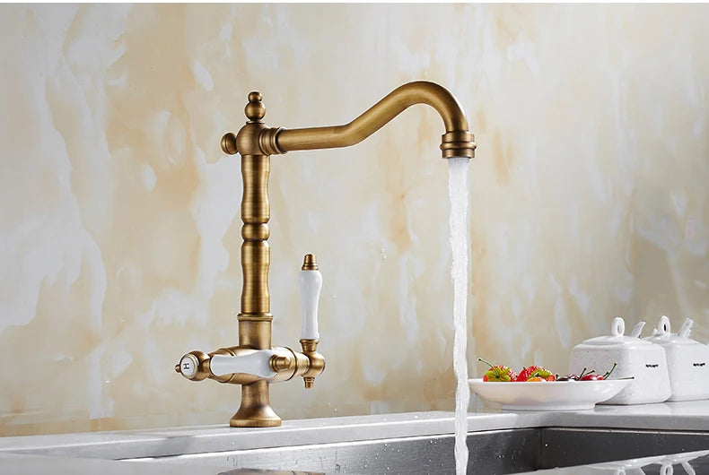 Antique Bronze Kitchen faucets 360 Rotate Swivel Faucet Hot Cold Water Tap Mixer Kitchen Sink Faucet ELK331