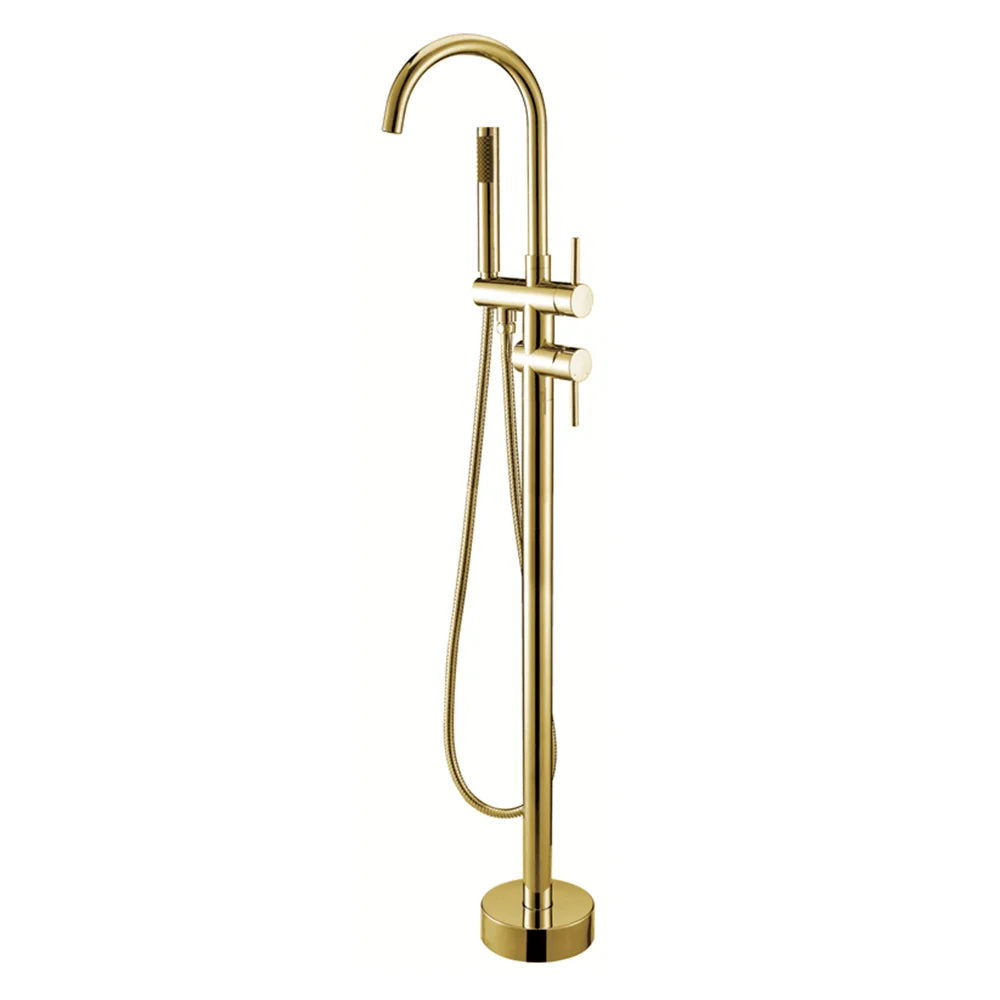 Freestanding Bathtub Faucet Bathroom Tub Shower Diverter Floor Mounted Mixer Tap Brass Rose Gold for Bath Spout With Handshower