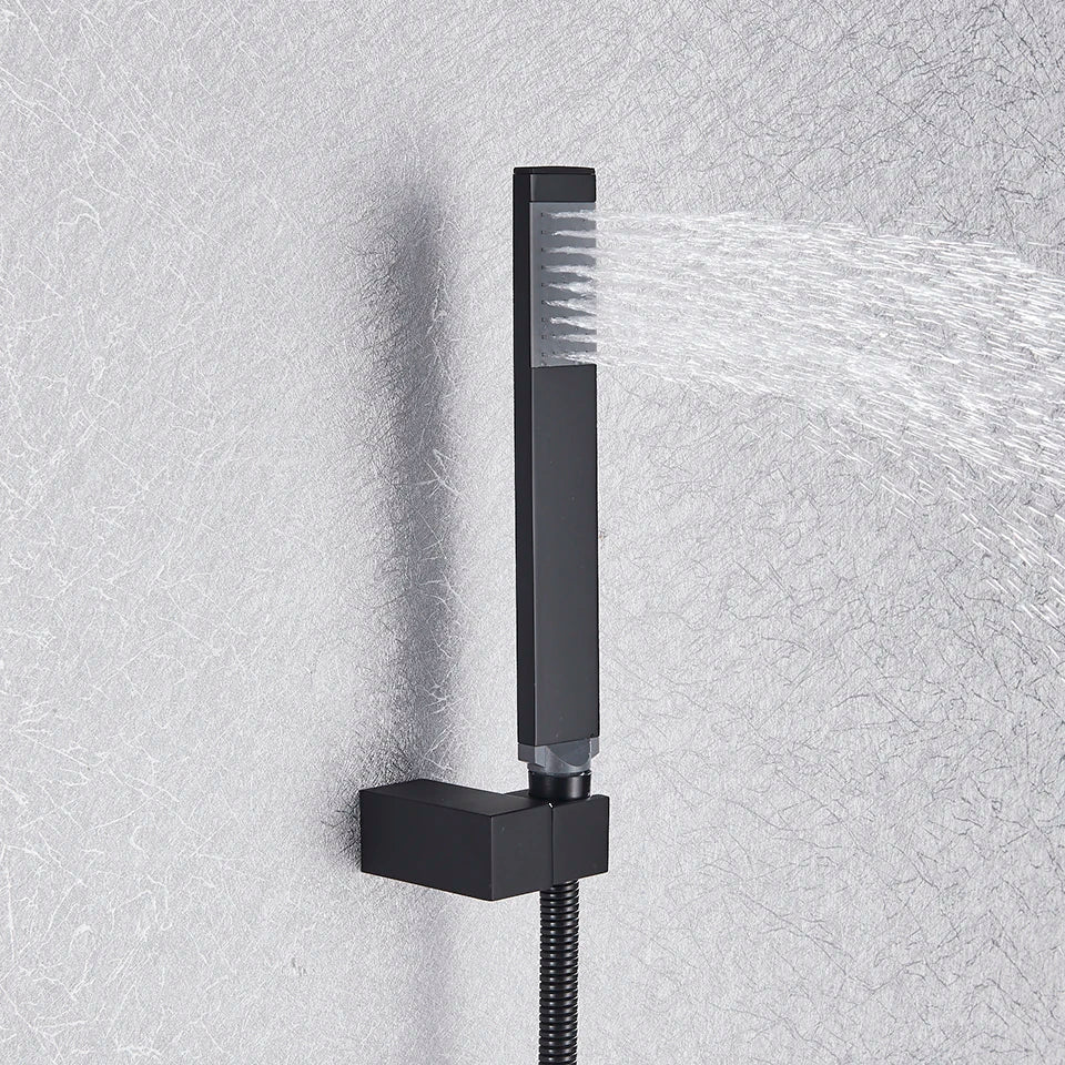 Bathroom Tub Faucet Single Handle Waterfall Spout Mixer Tap with Hand Shower Wall Mounted Bath Faucet Bathtub Faucet Water Mixer