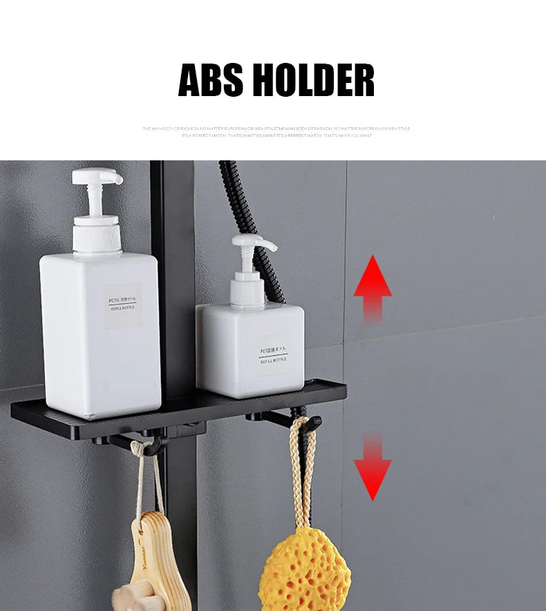 Hot Cold Shower System Bathroom LED Digital Shower Set Wall Mount Smart Thermostatic Bath Faucet Square Head SPA Rainfall Grifo