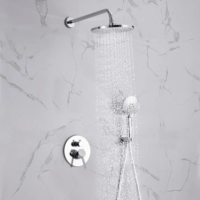 Thermostatic Shower Faucet Chrome Waterfall Rain Shower