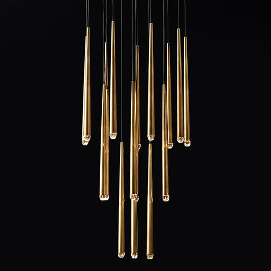 Postmodern Golden Black Long Luxury Crystal LED Chandeliers