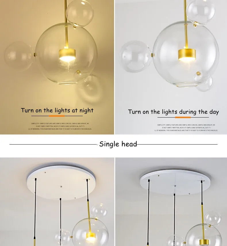 Modern Art Deco Glass Bubble Chandelier Customized Living room Droplight for Children Dining room Bar Indoor Decor Light Fixture