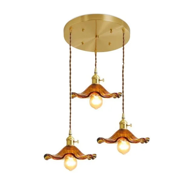 Colorful Glass with Brass Nordic Style Simple LED Pendant Light