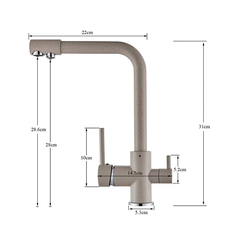 Black White Brass Luxury Pure Water Kitchen Faucet Dual Handle Hot and Cold Drinking Water 3-way Filter Kitchen Mixer Taps