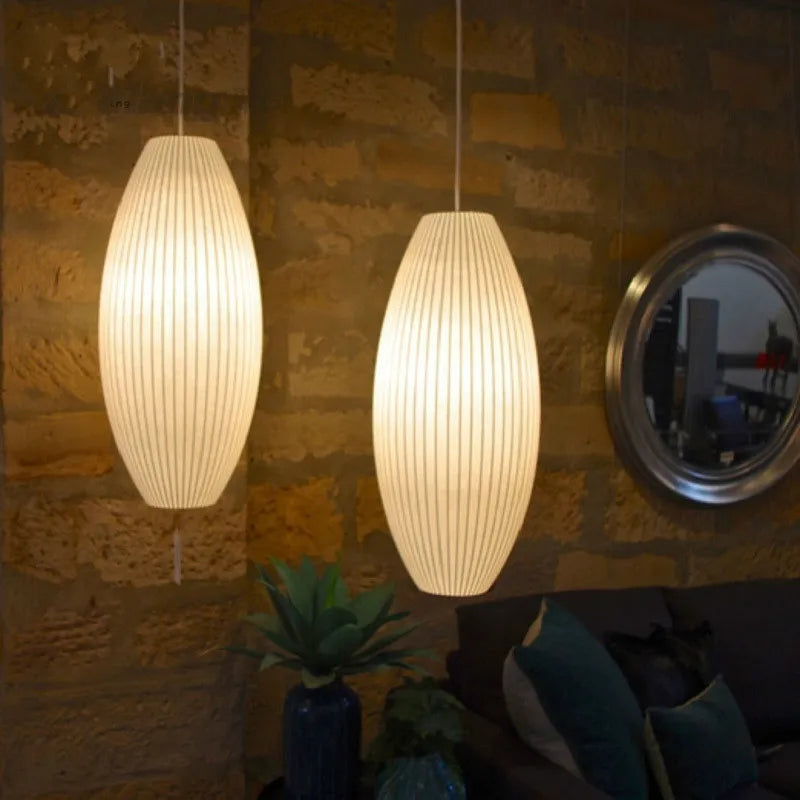 Japanese Silk Chandelier Lighting Simple Chinese Store Scandinavian Lighting Hanging Lamp Decor Home Luminaire Lamparas Lustre