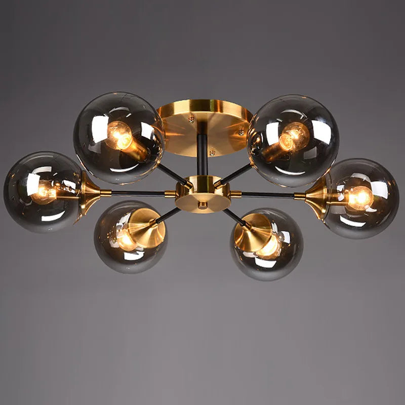 Modern Parlor LED Chandelier Smoke Grey/Clear Glass