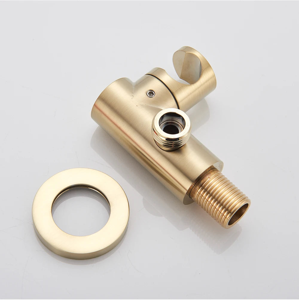POIQIHY Brushed Gold Shower Faucet Embedded In Shower Mixer Tap Wall Mounted Bathroom Rainfall Shower Tap Set Brass 3-ways