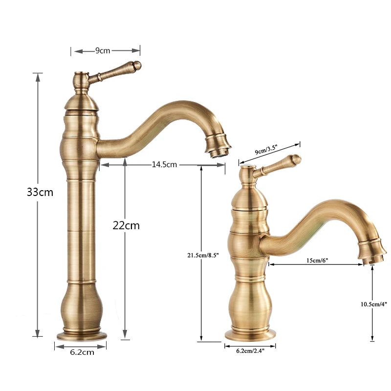Rozin Antique Brass Basin Faucet 5 Colors Deck Mounted Single Handle Bathroom Crane Long Spout Lavatory Sink Hot Cold Mixer Tap