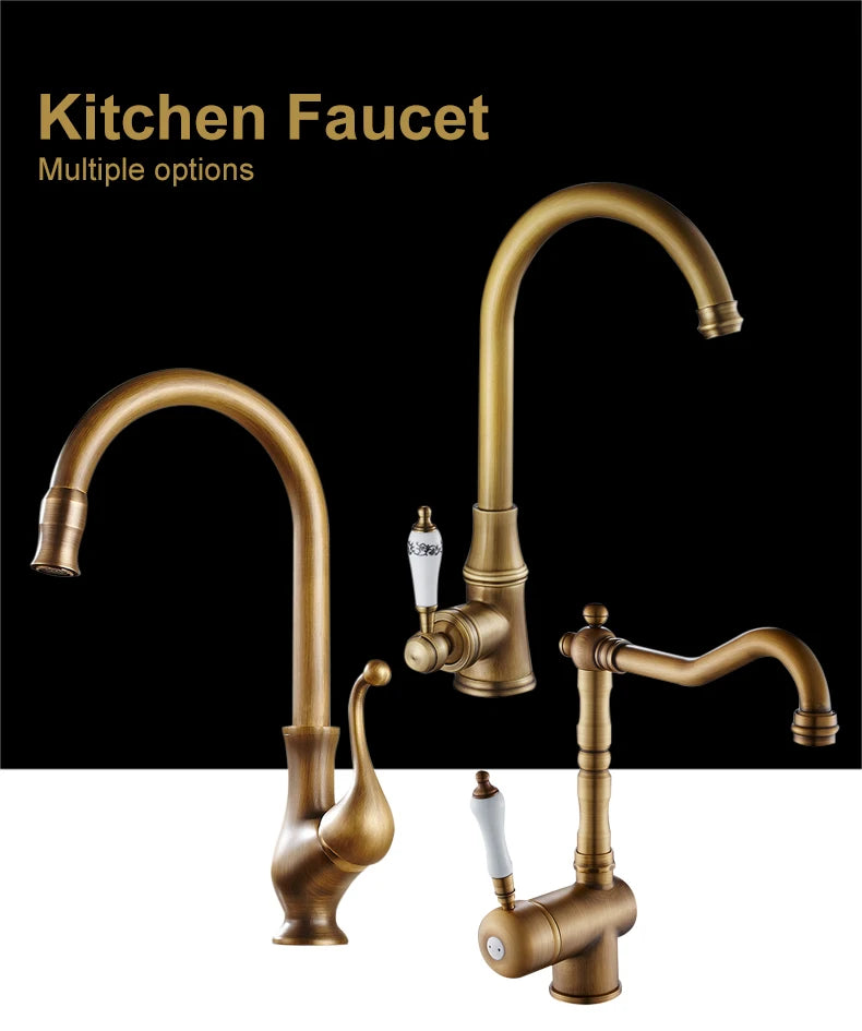 Antique Bronze Kitchen faucets 360 Rotate Swivel Faucet Hot Cold Water Tap Mixer Kitchen Sink Faucet ELK331