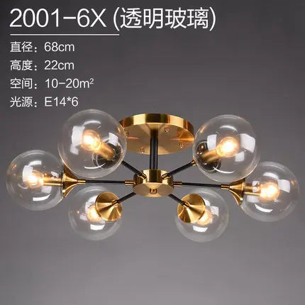 Modern Parlor LED Chandelier Smoke Grey/Clear Glass