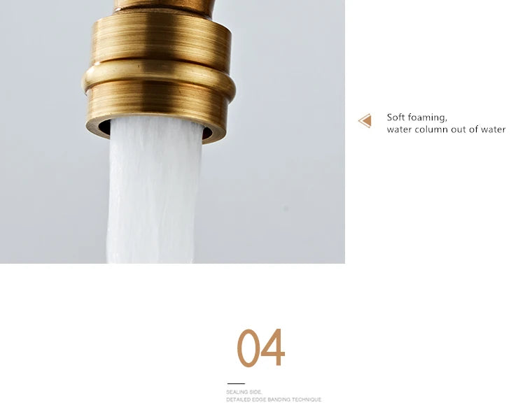 Faucet for Kitchen Dual Handle Antique Brass Retro Faucet 360 Degree Rotation Kitchen Sink Taps Deck Mounted Bathroom Sink Mixer