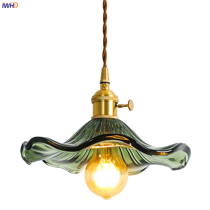 Colorful Glass with Brass Nordic Style Simple LED Pendant Light