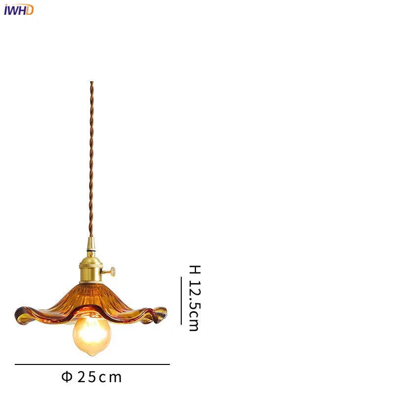 Colorful Glass with Brass Nordic Style Simple LED Pendant Light