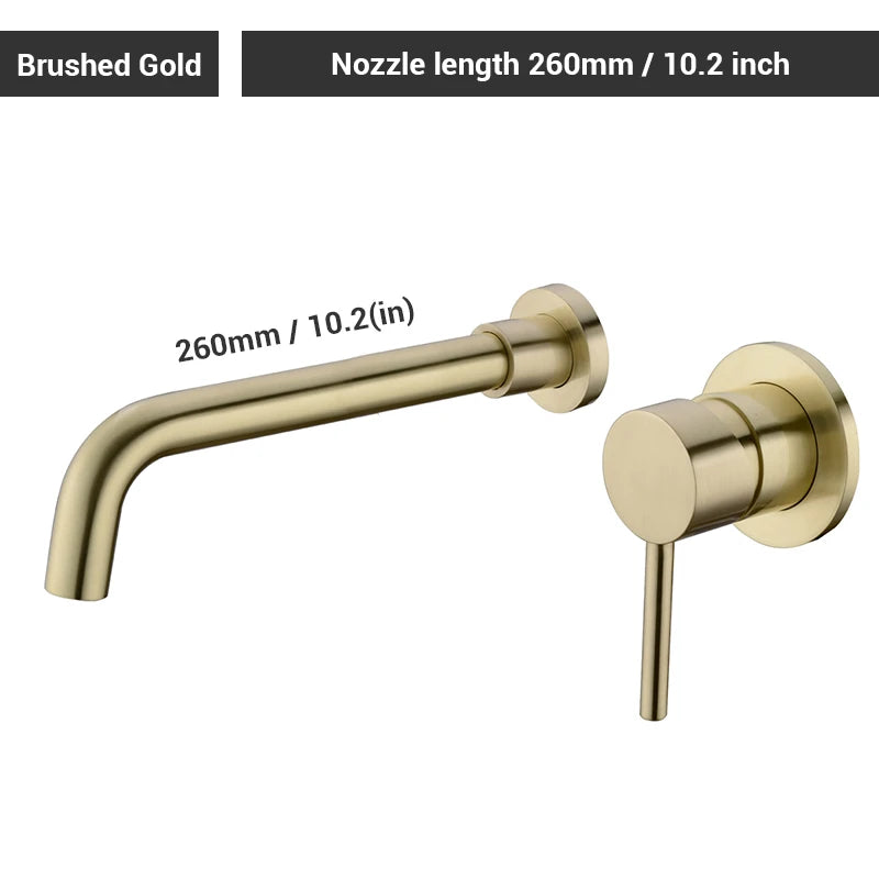 Black Bathroom Sink Faucet  Brass Tap Hot Cold Wash Basin Water Swivel Spout Wall Mounted Bath Mixer Brushed Gold Gunmetal