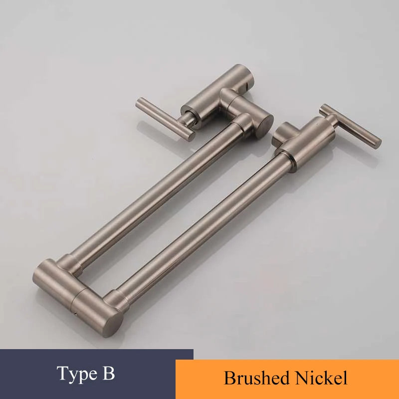 Brushed Gold Kitchen Faucet Wall Mount Bathroom Basin Faucet Cold Water Washing Tap Rotate Folding Spout Brass Vanity Sink Crane